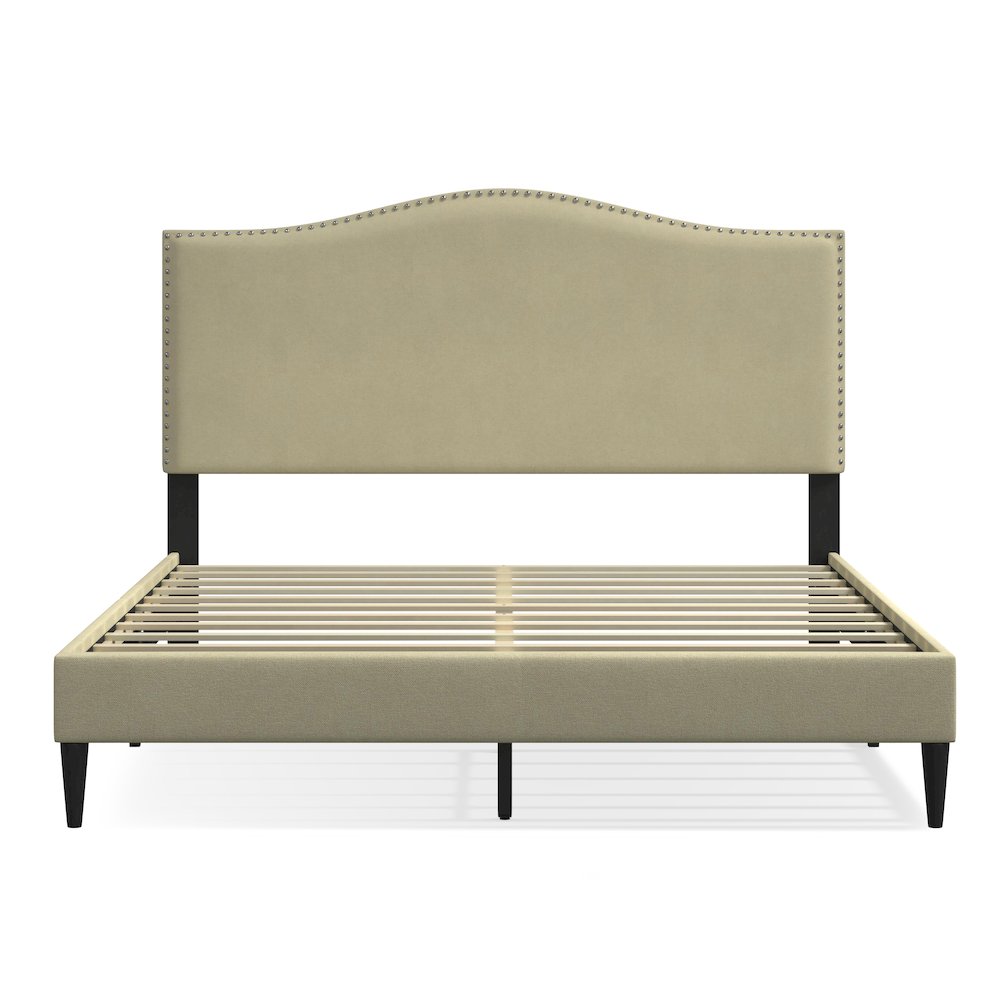 Leighford Queen Platform Bed Beige. Picture 1