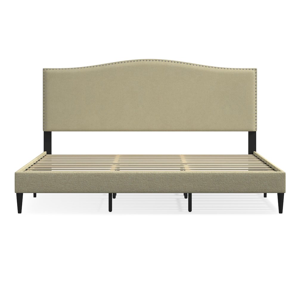 Leighford King Platform Bed Beige. Picture 1