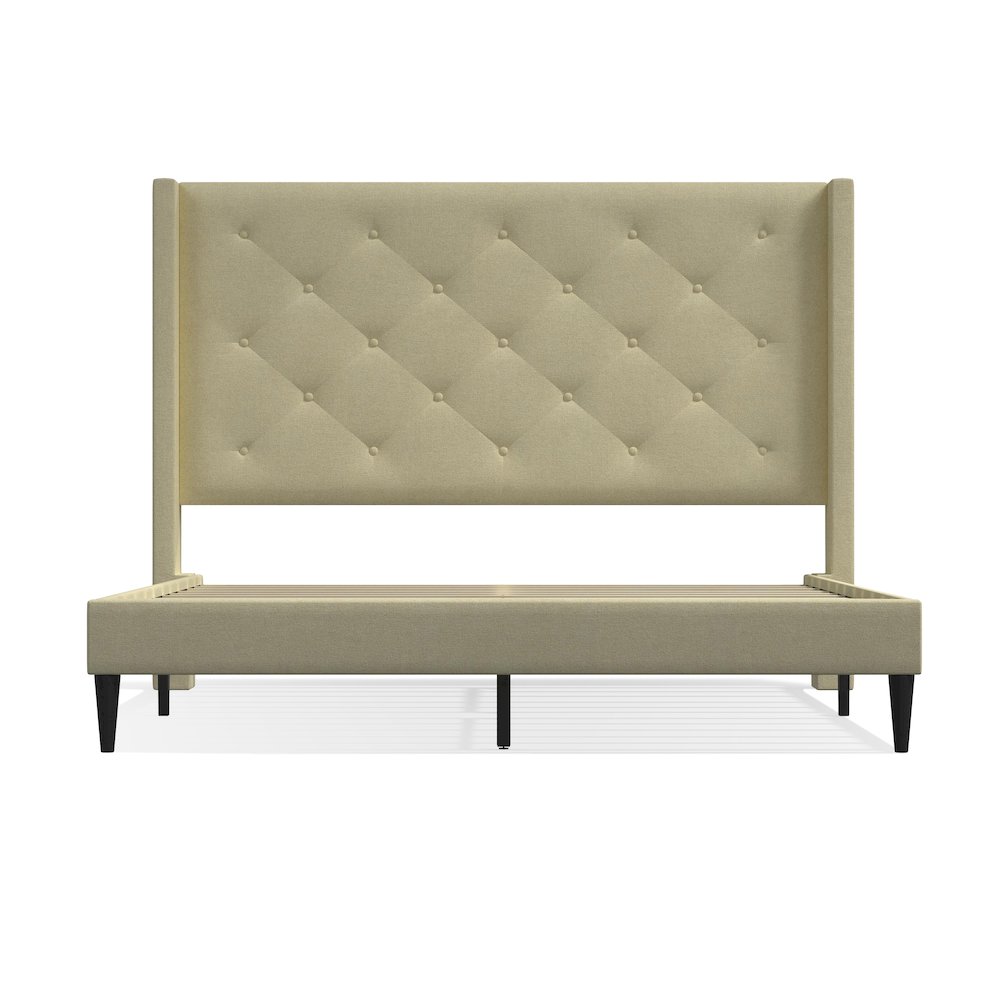 Carrington Queen Platform Bed Beige. Picture 1