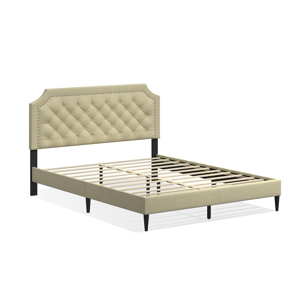 Hanfield Queen Platform Bed Beige. Picture 3