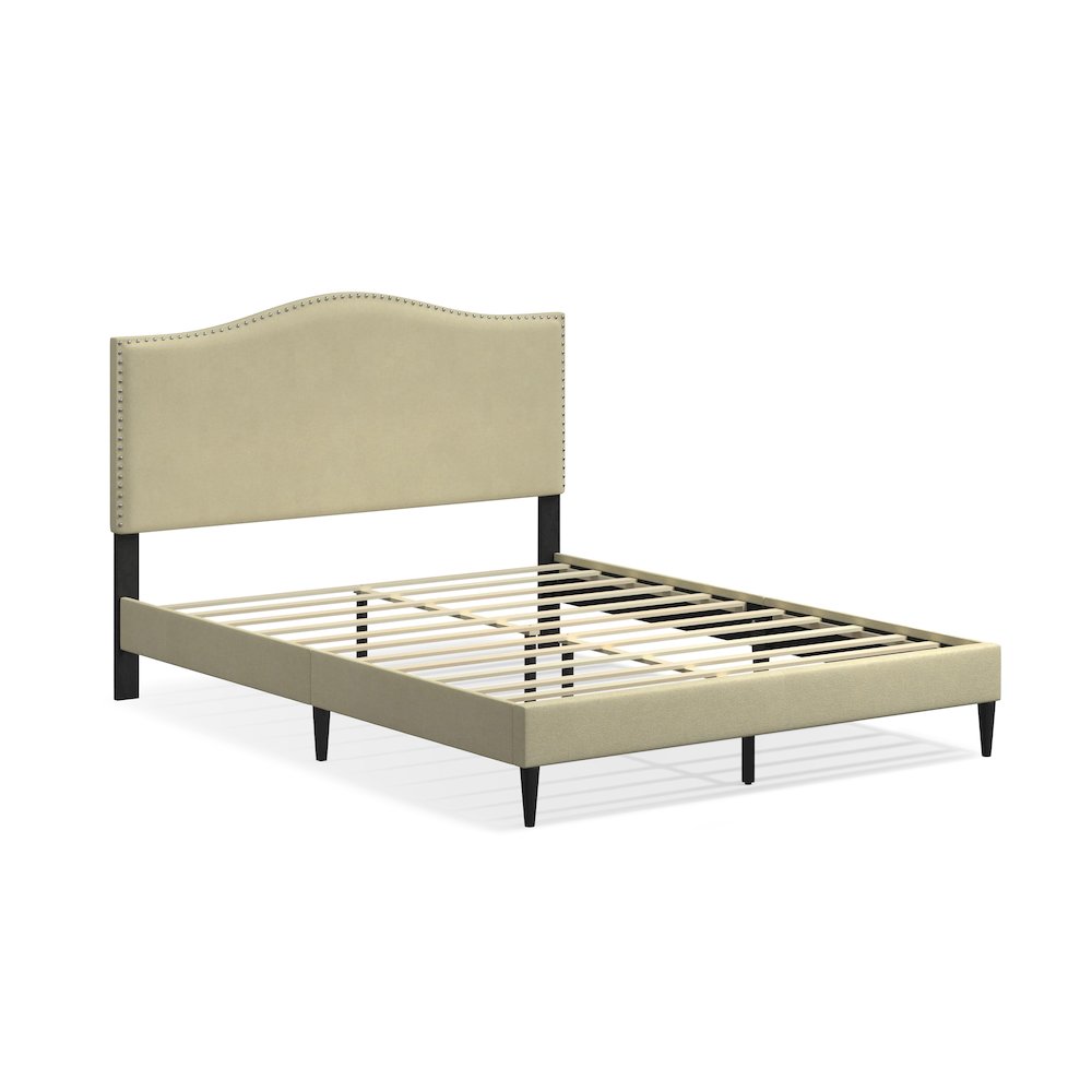 Leighford Queen Platform Bed Beige. Picture 3