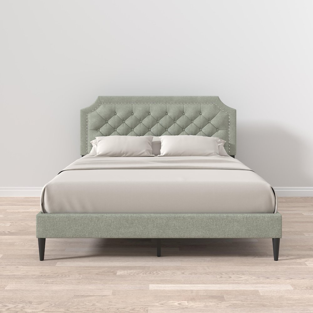 Hanfield Queen Platform Bed Stone(Light). Picture 2