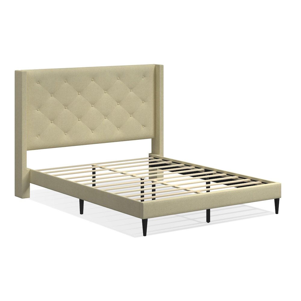 Carrington Queen Platform Bed Beige. Picture 2