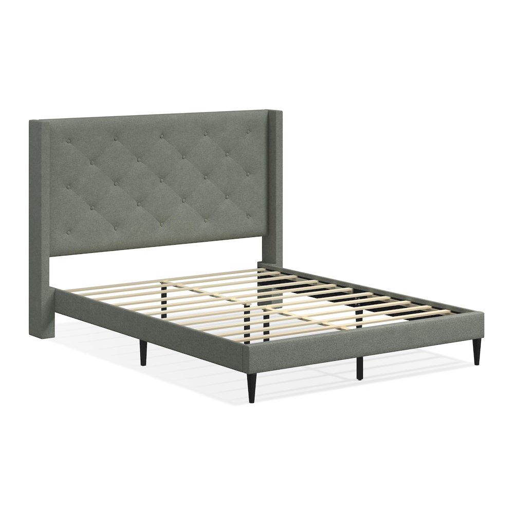 Carrington Queen Platform Bed Stone(Light). Picture 2