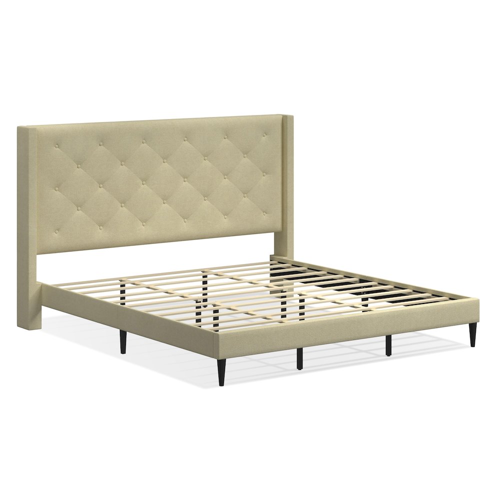 Carrington King Platform Bed Beige. Picture 2
