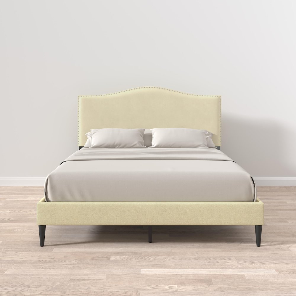 Leighford Queen Platform Bed Beige. Picture 2