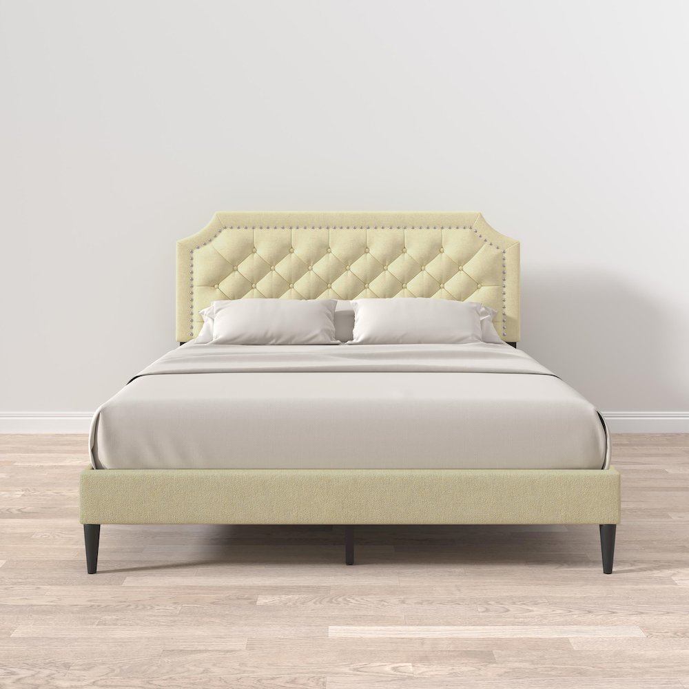 Hanfield Queen Platform Bed Beige. Picture 2