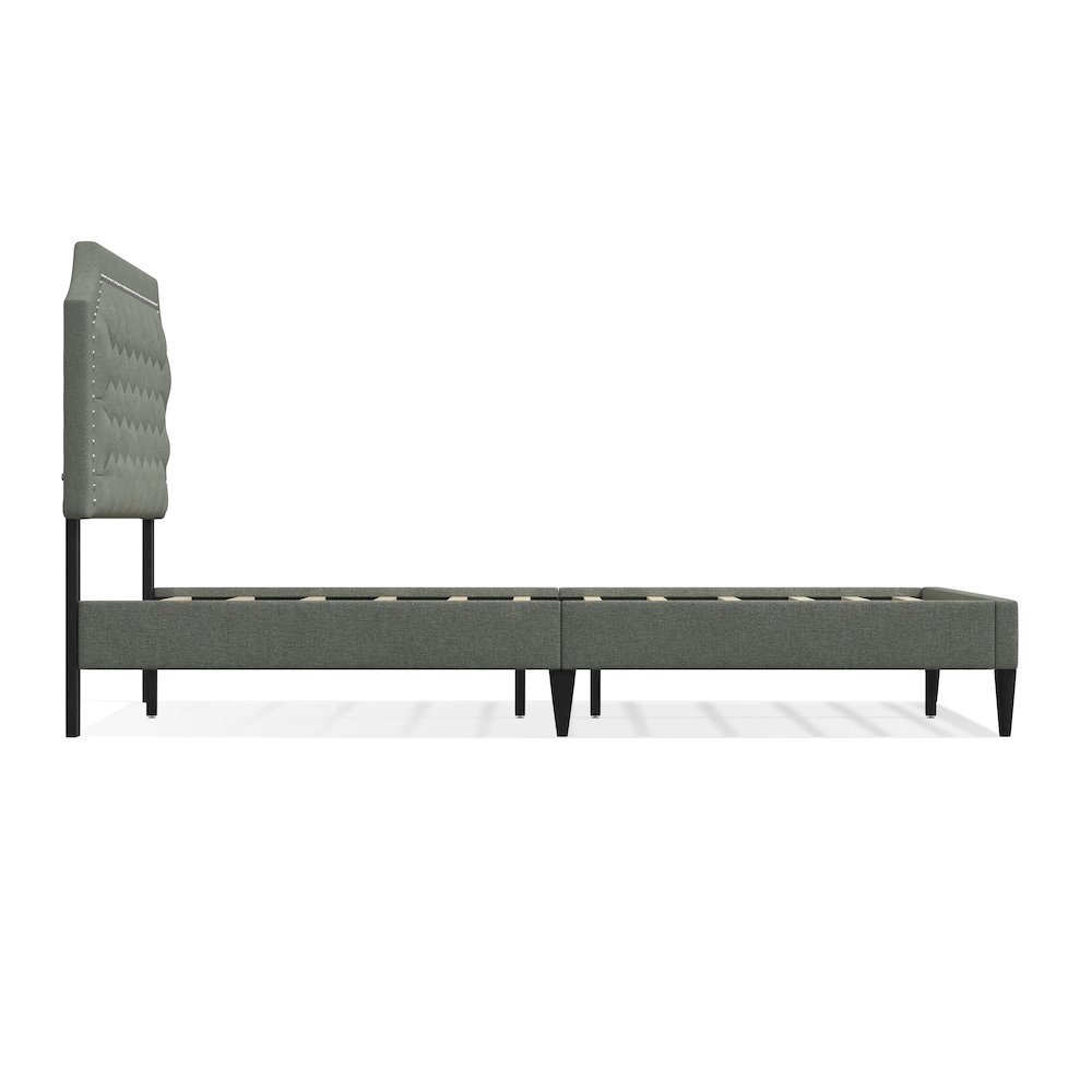 Hanfield Queen Platform Bed Stone(Light). Picture 4