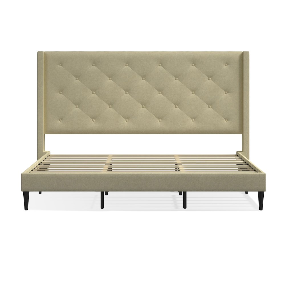 Carrington King Platform Bed Beige. Picture 1