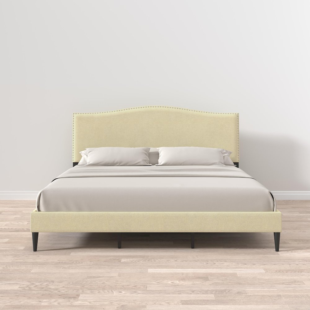 Leighford King Platform Bed Beige. Picture 2