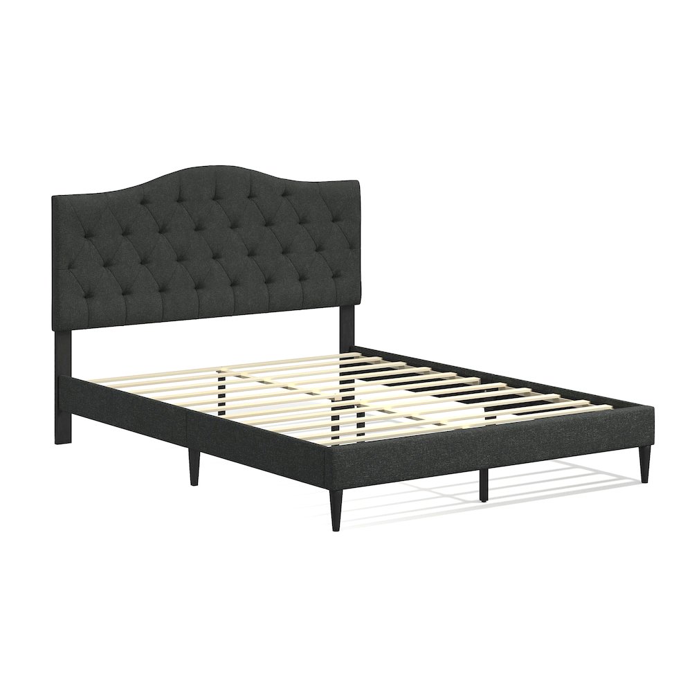 Upholstered Complete Bed Queen Gray. Picture 1