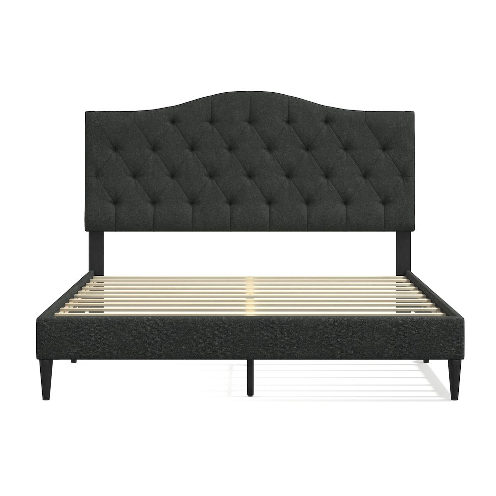 Upholstered Complete Bed Queen Gray. Picture 3