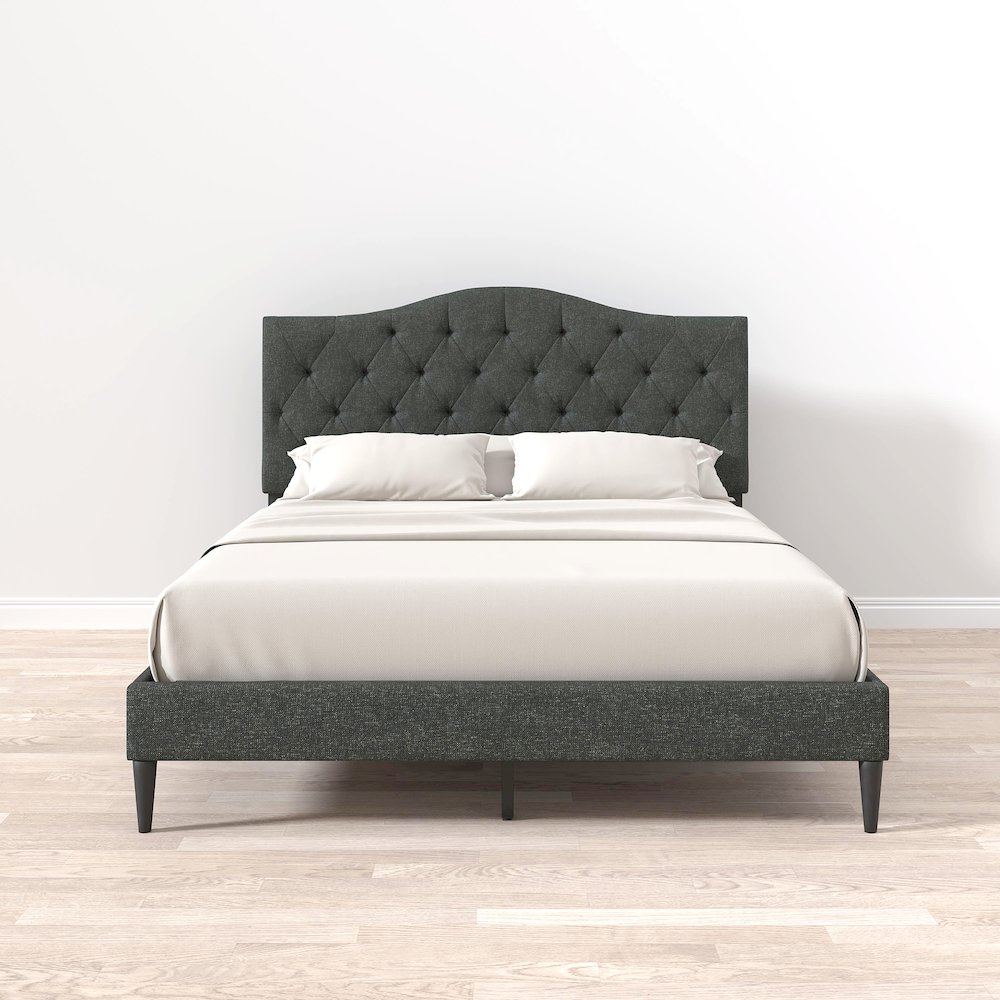 Upholstered Complete Bed Queen Gray. Picture 6