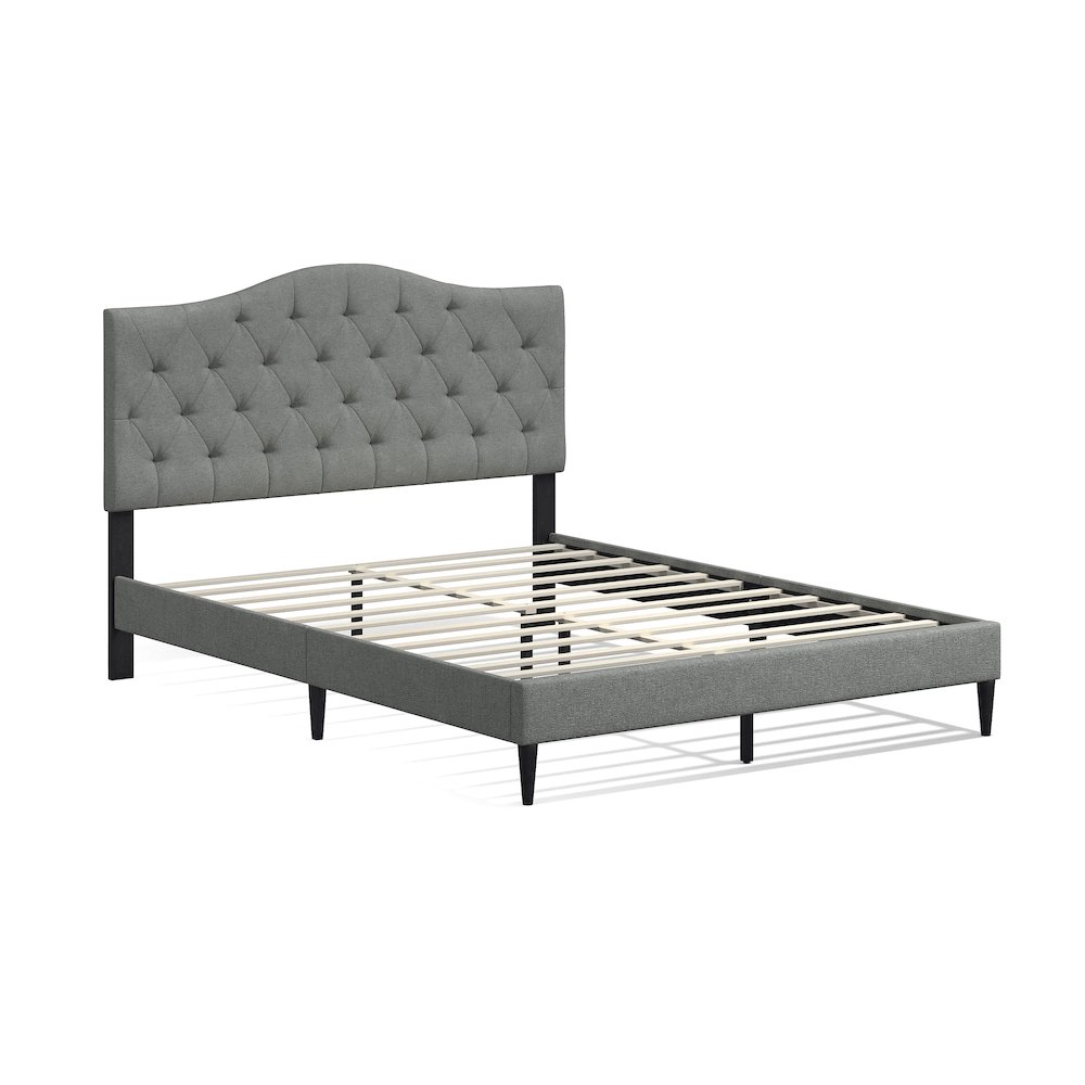 Upholstered Complete Bed Queen Stone. Picture 1