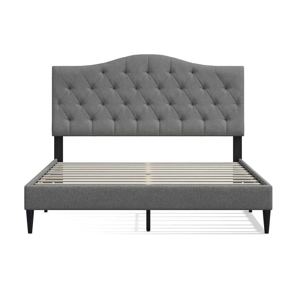 Upholstered Complete Bed Queen Stone. Picture 4