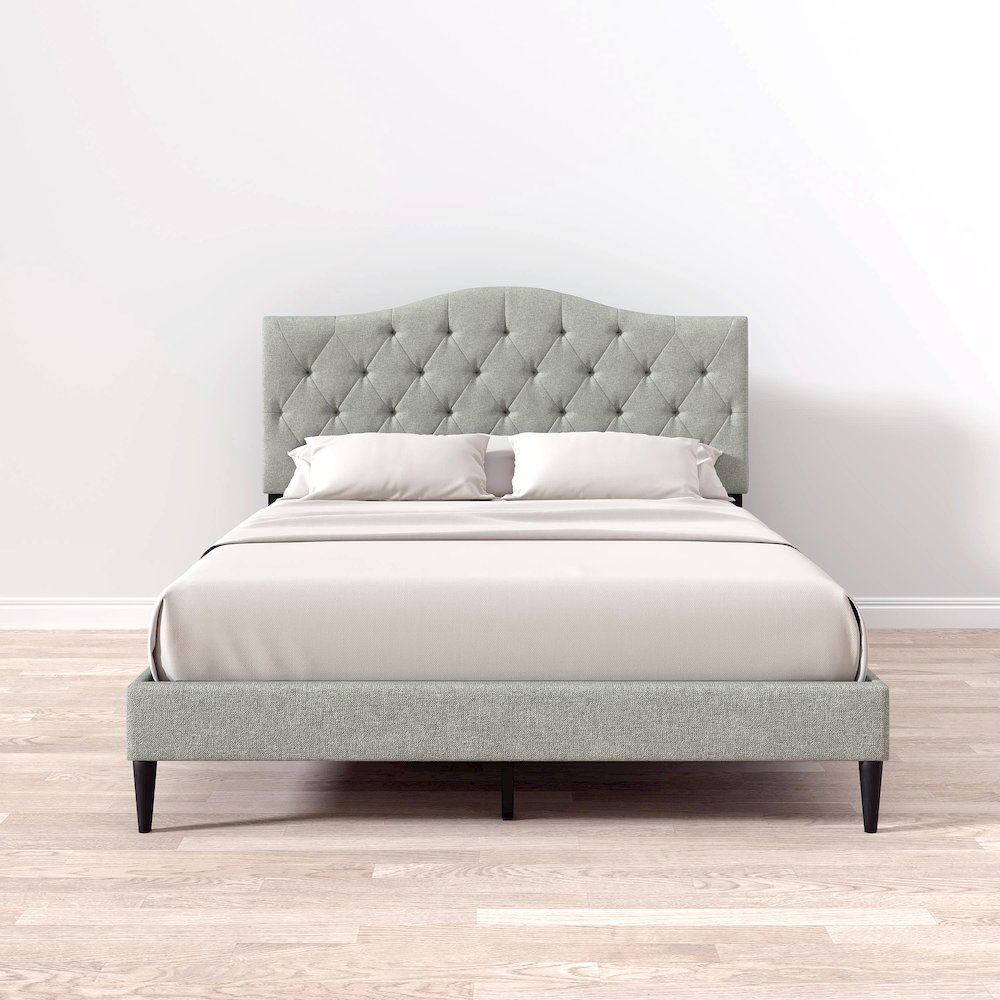 Upholstered Complete Bed Queen Stone. Picture 6