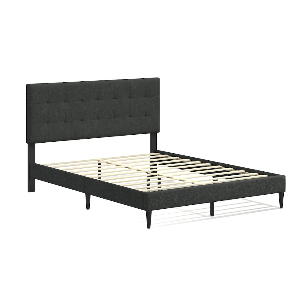 Upholstered Complete Bed Queen Gray. Picture 1