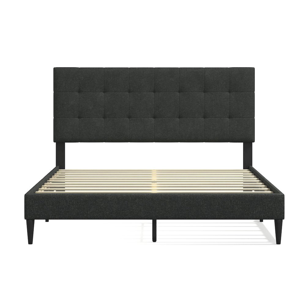 Upholstered Complete Bed Queen Gray. Picture 3