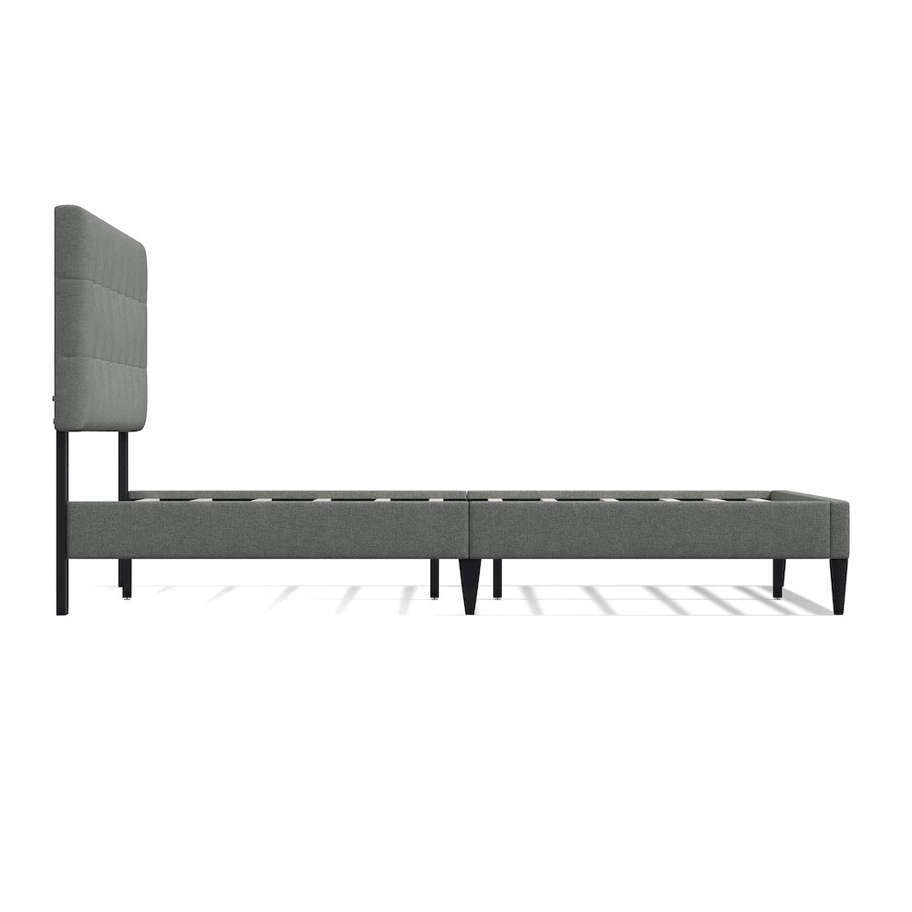Upholstered Complete Bed Queen Stone. Picture 4
