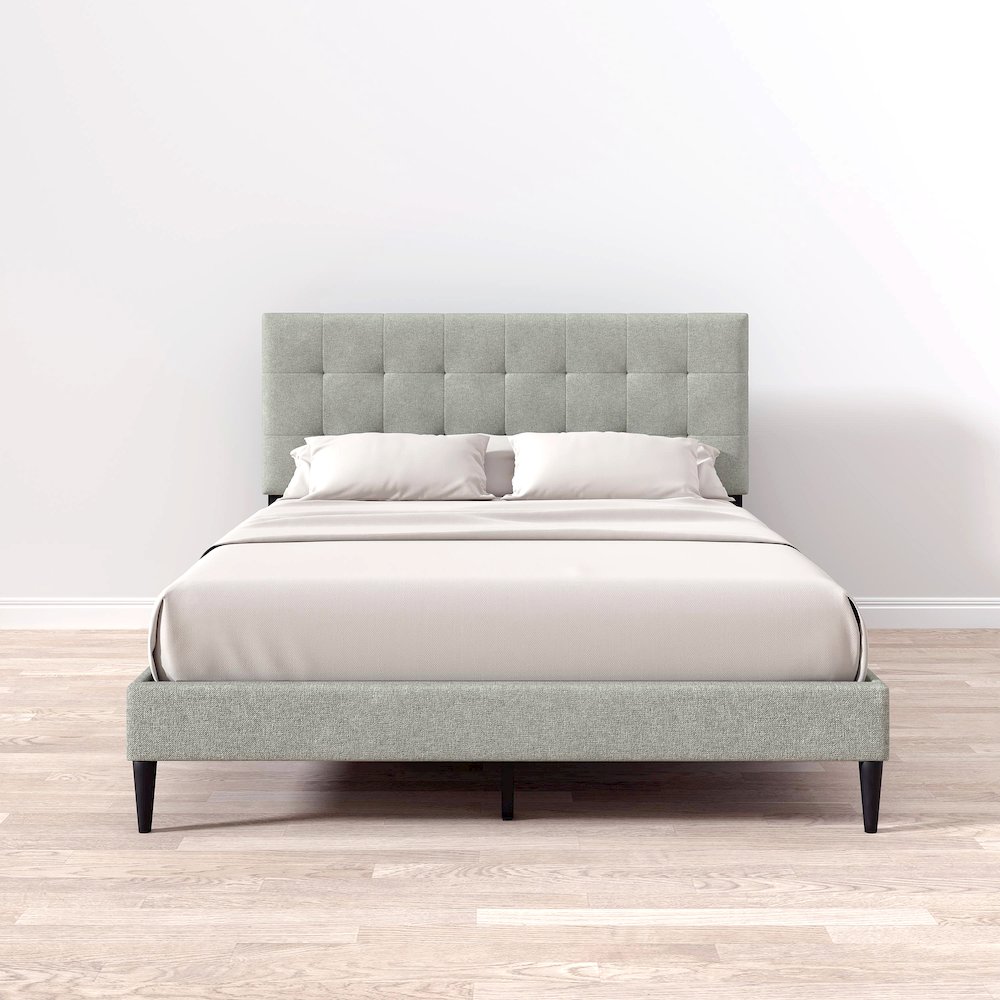 Upholstered Complete Bed Queen Stone. Picture 6