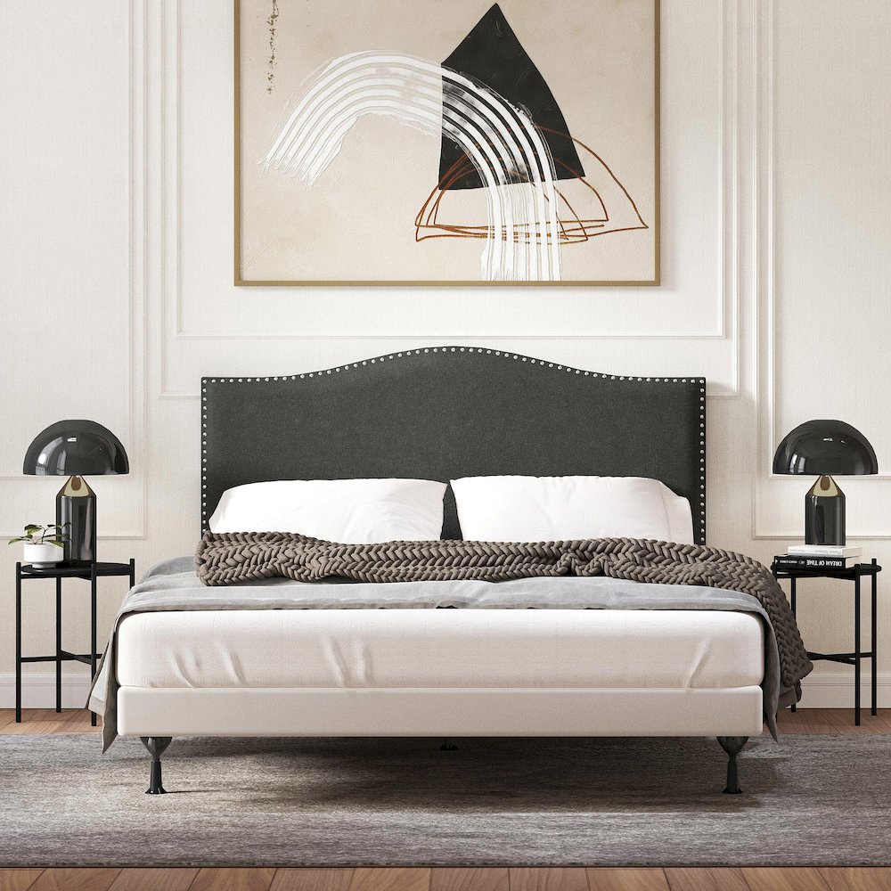 Upholstered Headboard Queen Gray. Picture 2