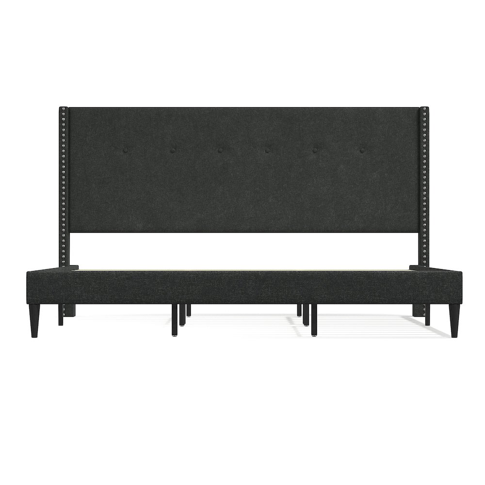 Upholstered Complete Bed King Gray. Picture 3