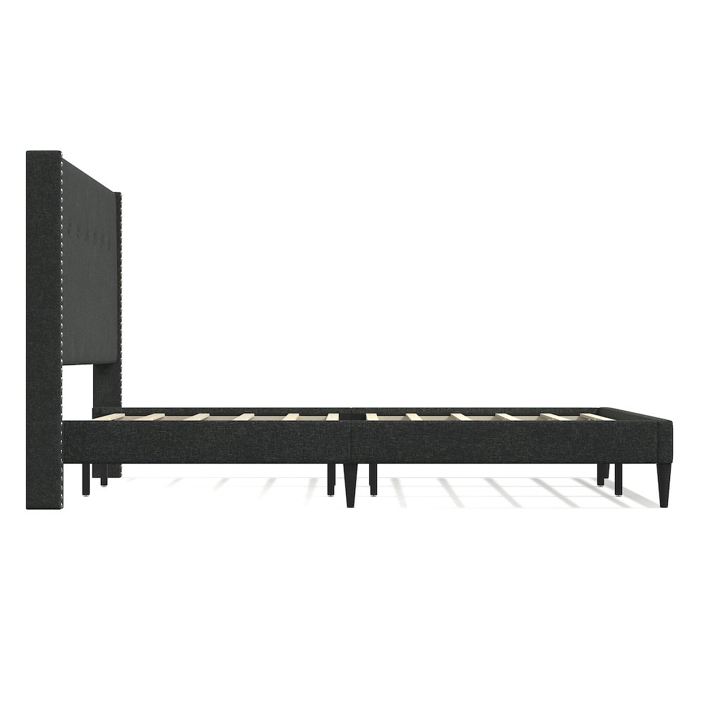Upholstered Complete Bed King Gray. Picture 4