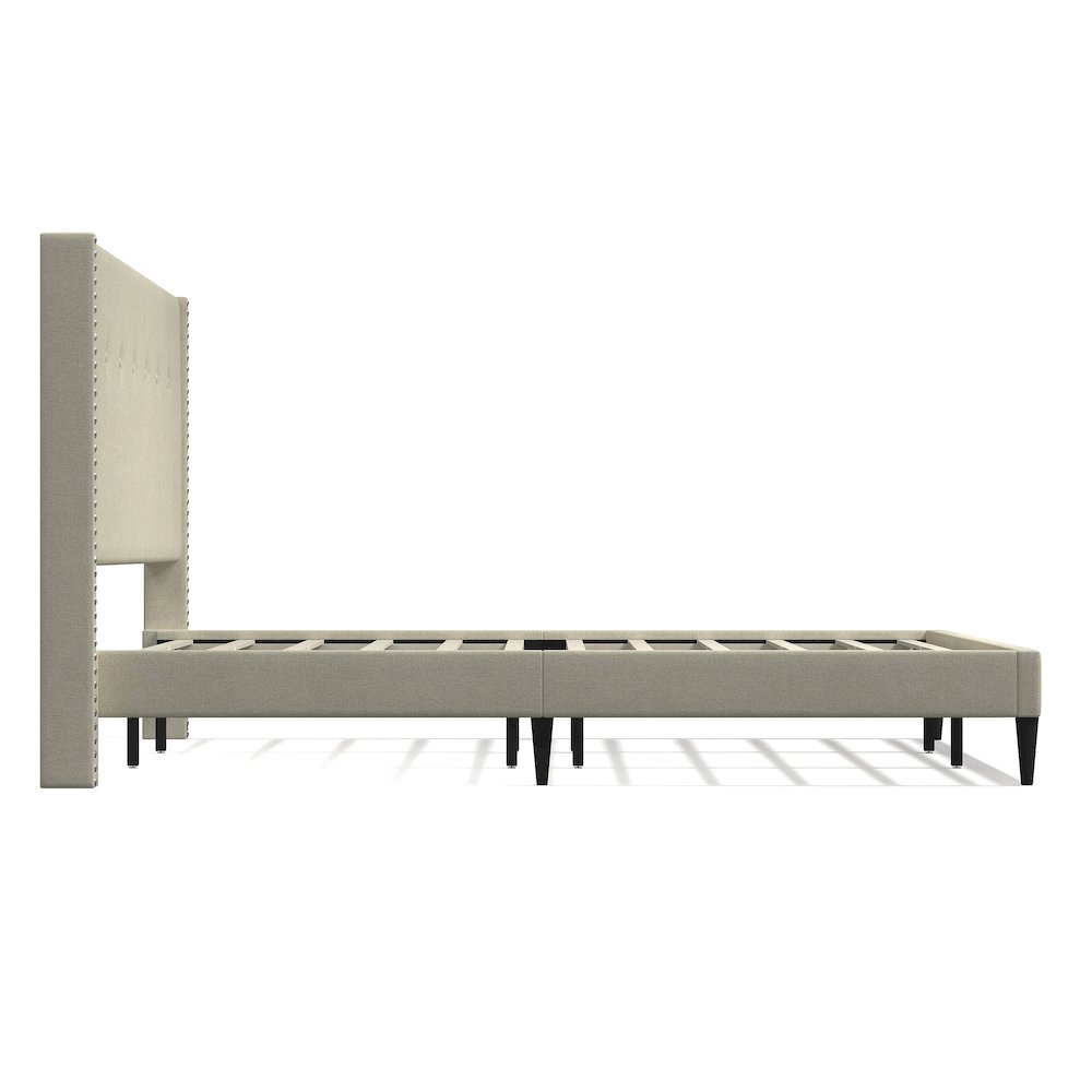 Upholstered Complete Bed King Beige. Picture 4