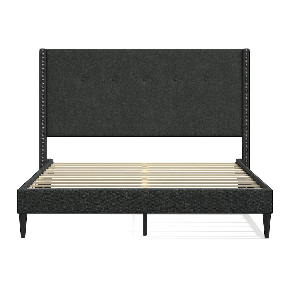 Upholstered Complete Bed Queen Gray. Picture 3