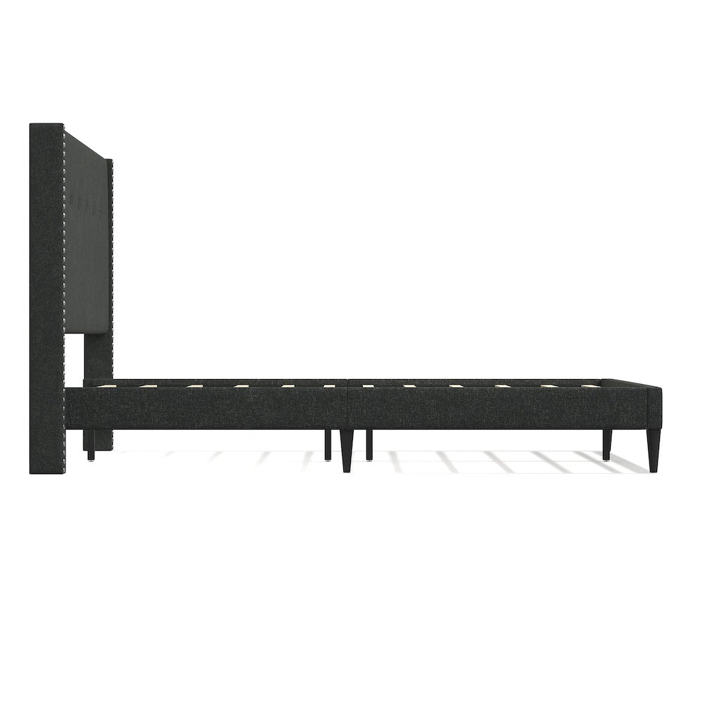 Upholstered Complete Bed Queen Gray. Picture 4