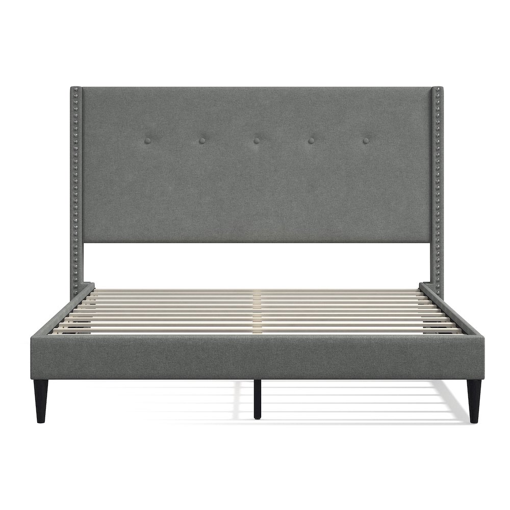 Upholstered Complete Bed Queen Stone. Picture 3