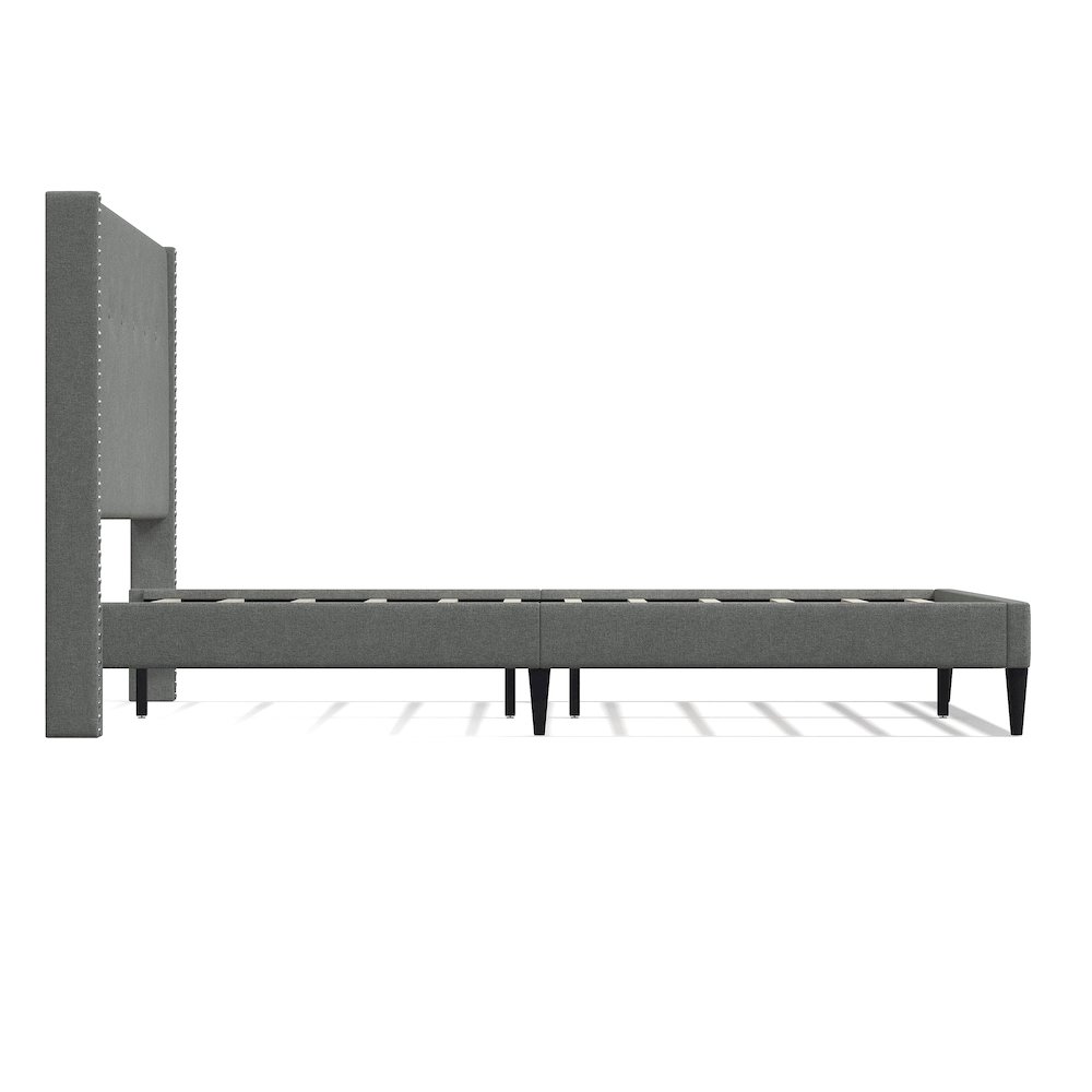 Upholstered Complete Bed Queen Stone. Picture 4