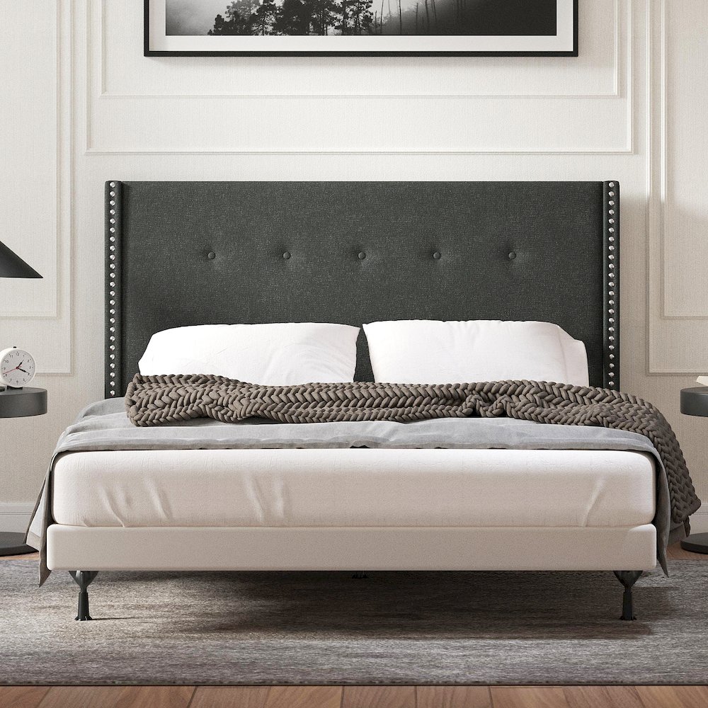 Upholstered Headboard Queen Gray. Picture 2