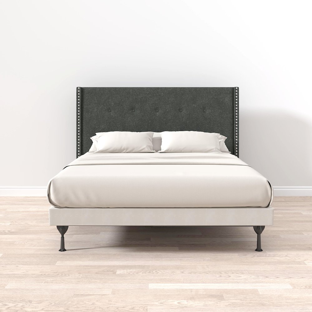 Upholstered Headboard Queen Gray. Picture 6
