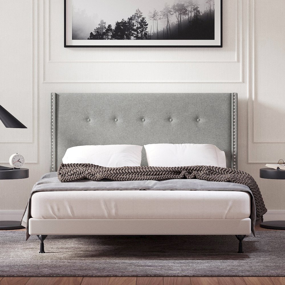 Upholstered Headboard Queen Stone. Picture 2