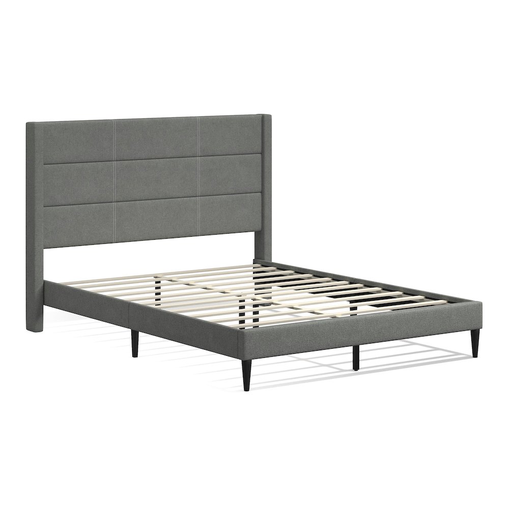 Upholstered Complete Bed Queen Stone. Picture 1