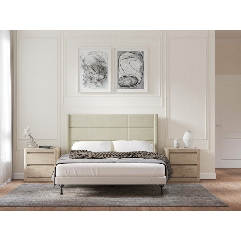 Upholstered Headboard Queen Beige. Picture 6