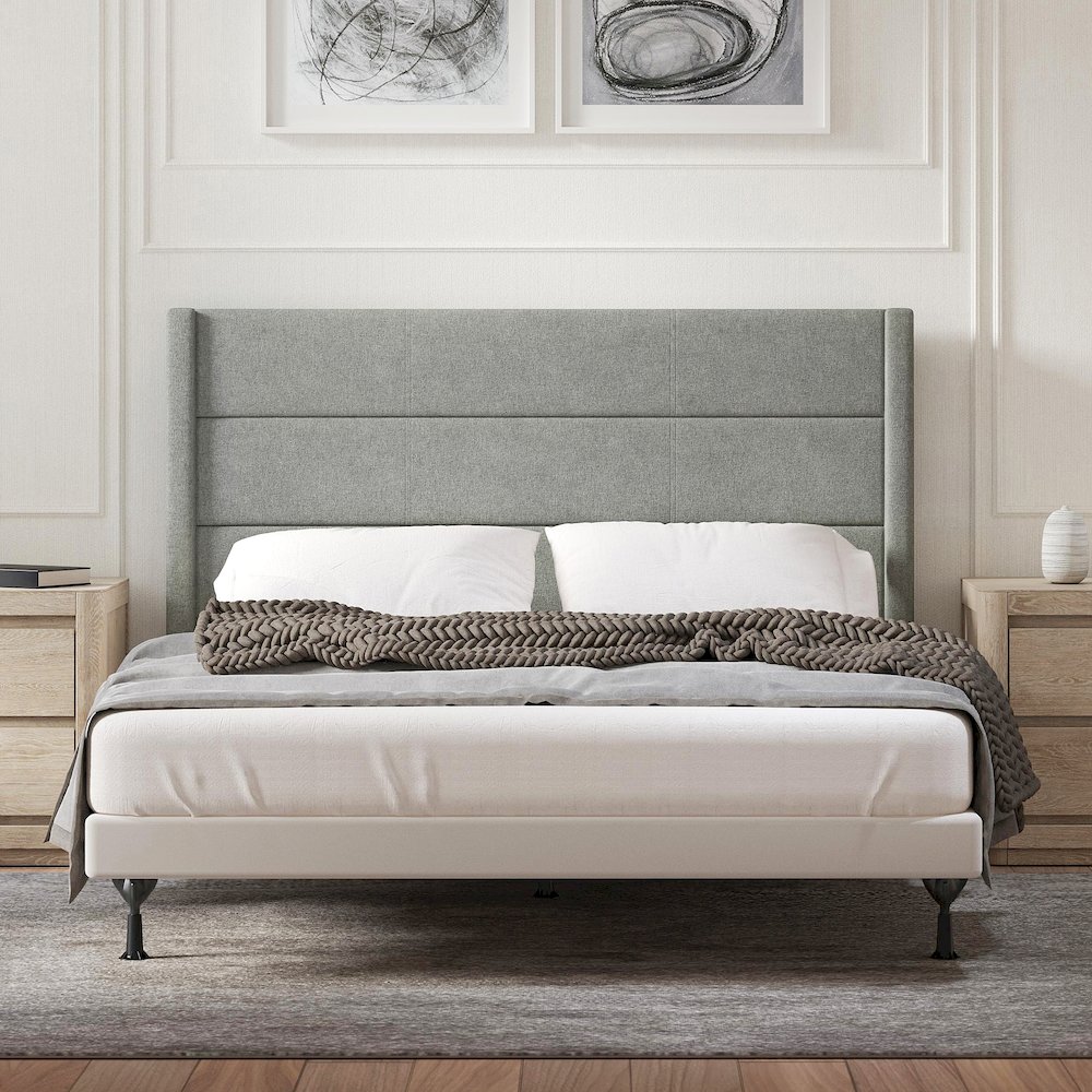 Upholstered Headboard Queen Stone. Picture 2
