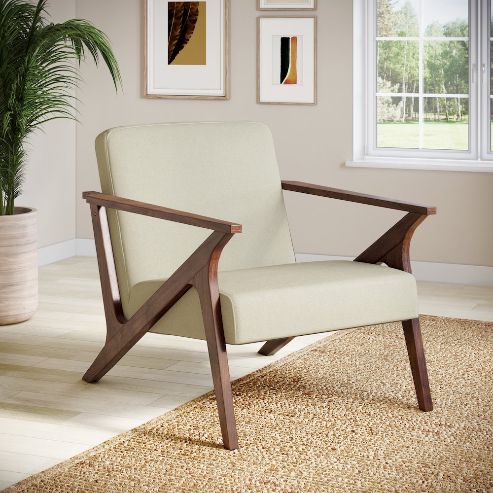 Mcm Accent Chair Bg Med Brown/ Beige. Picture 2