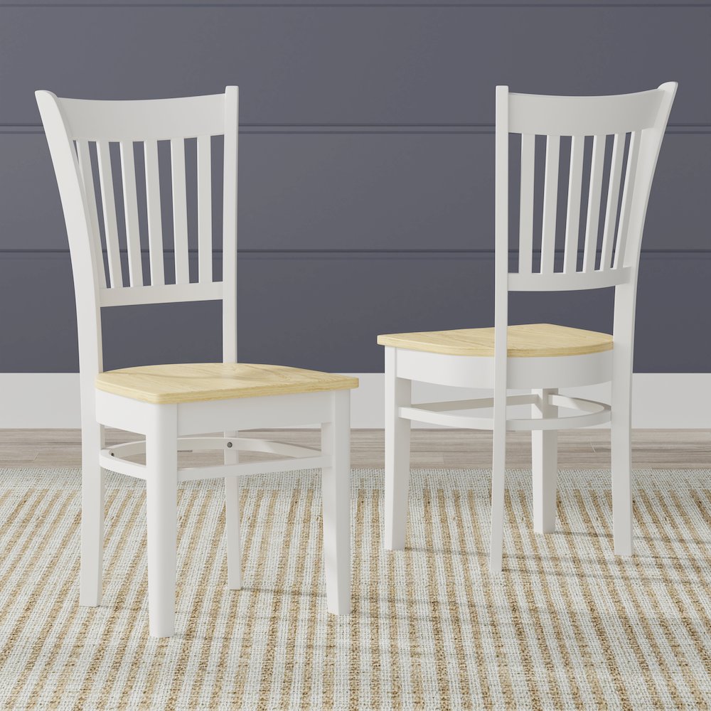 Spindle Bck Dining Chairs (2) White Natural. Picture 2