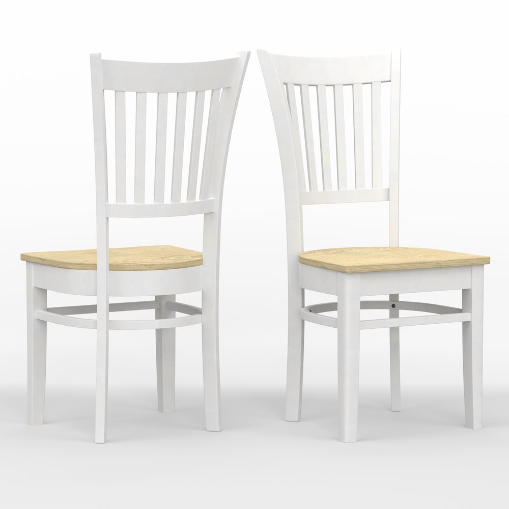Spindle Bck Dining Chairs (2) White Natural. Picture 1