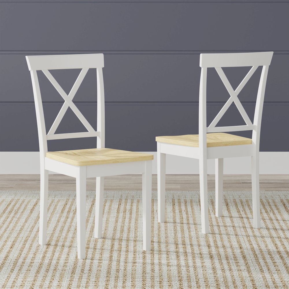 X-Back Dining Chairs (2) White Natural. Picture 2