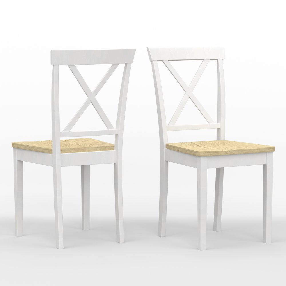 X-Back Dining Chairs (2) White Natural. Picture 1