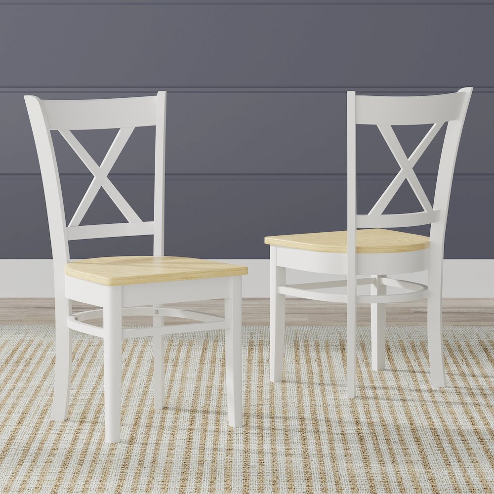 Cross Bck Dng Chairs (2) C-Cross White Natural. Picture 2