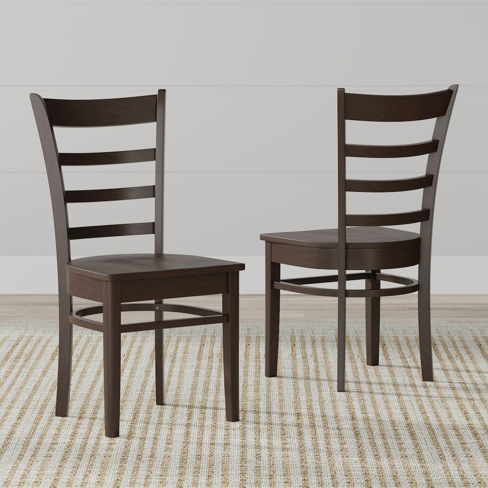 Slat Back Dining Chairs (2) C-Coco  Dark Walnut. Picture 2