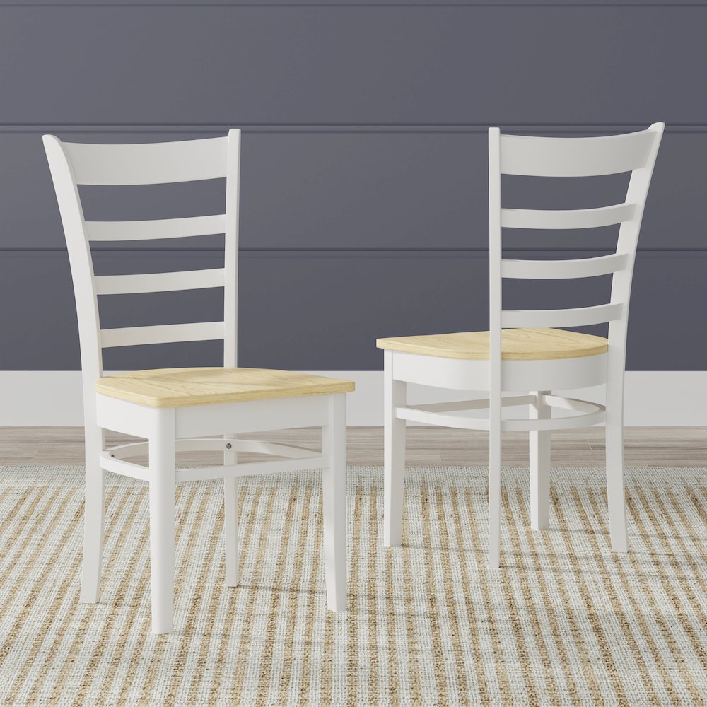Slat Back Dining Chairs (2) C-Coco White Natural. Picture 2