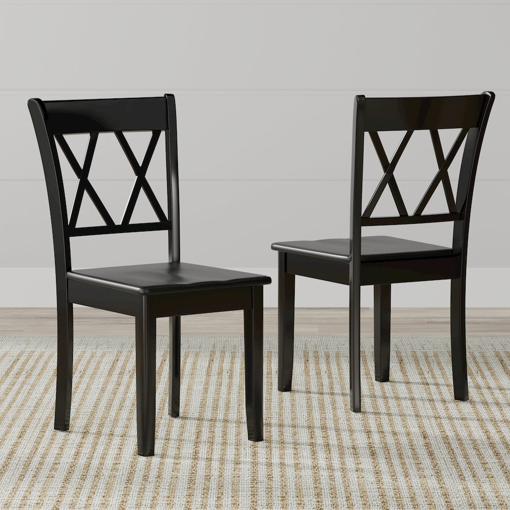 Double X-Bck Dining Chairs (2) Black. Picture 2