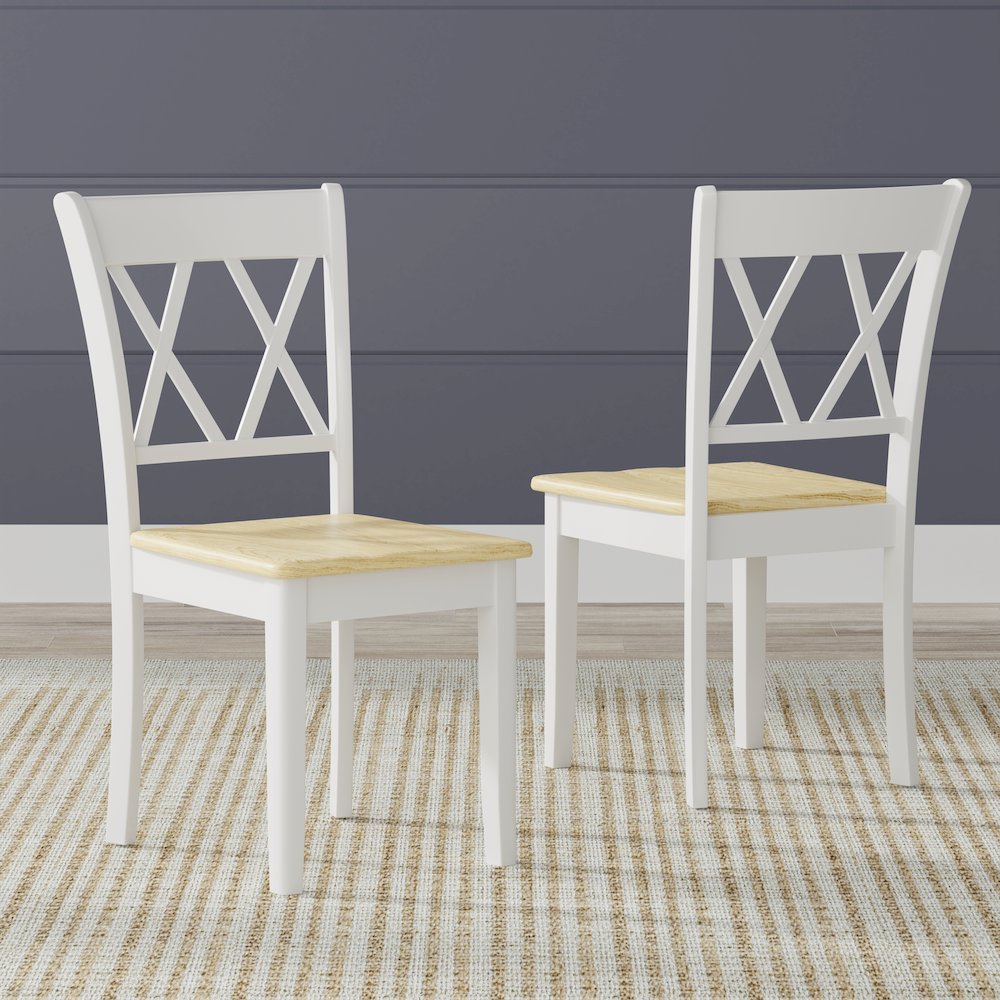 Double X-Bck Dining Chairs (2) White Natural. Picture 2