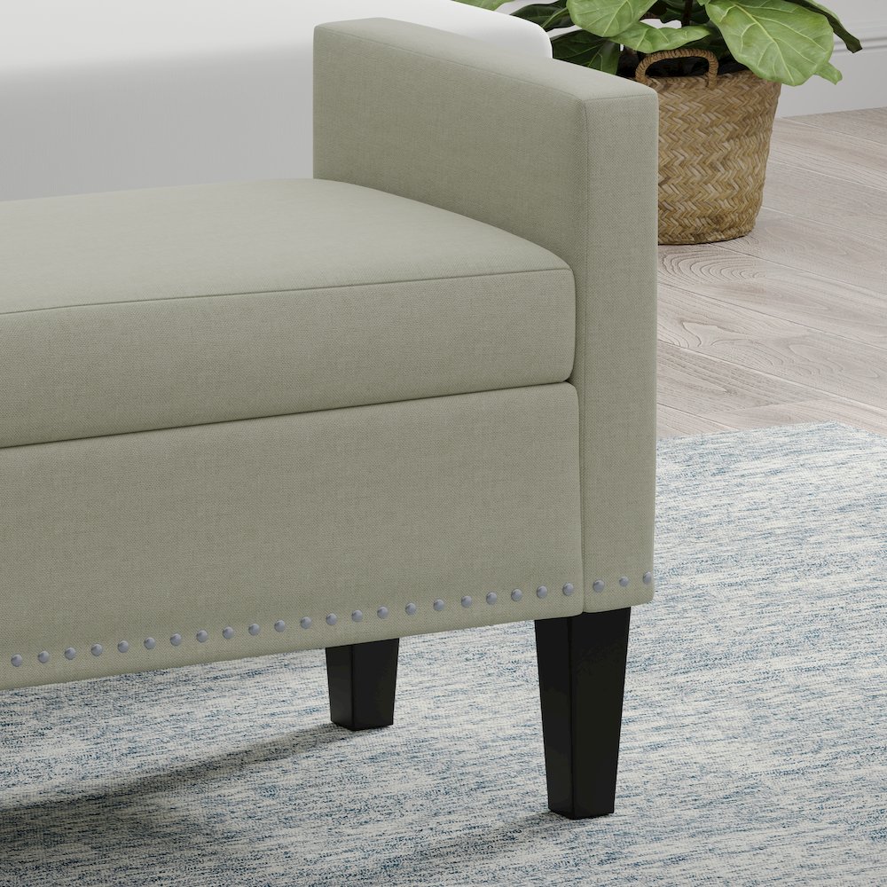 41.5" Storage Bench with Nailhead - Beige. Picture 6
