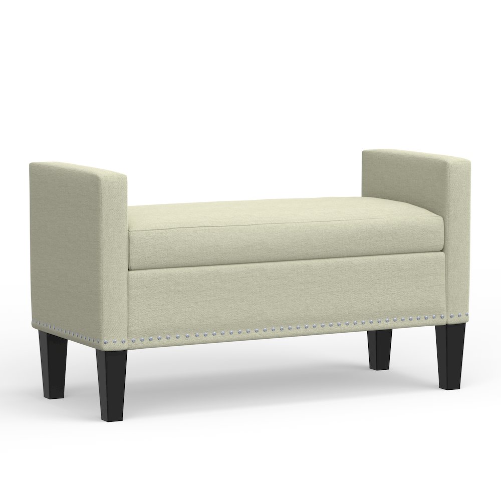 41.5" Storage Bench with Nailhead - Beige. Picture 1